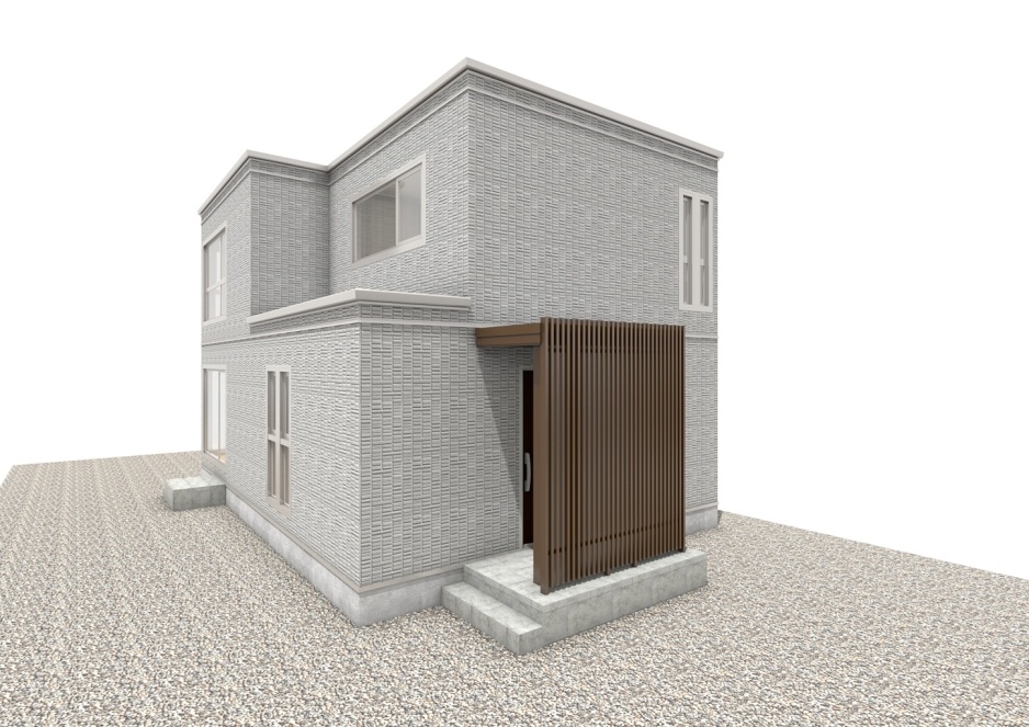 スマートハイムプレイスとん田東町モデルハウスNo.1_外観パース（※プラン図は図面を基に描いておりますので、実際と多少異なる場合があります。）