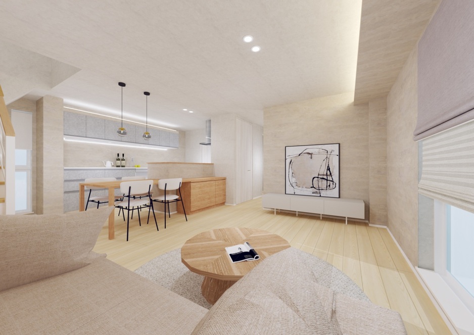 スマートハイムプレイスとん田東町モデルハウスNo.1_内観パース（※プラン図は図面を基に描いておりますので、実際と多少異なる場合があります。）