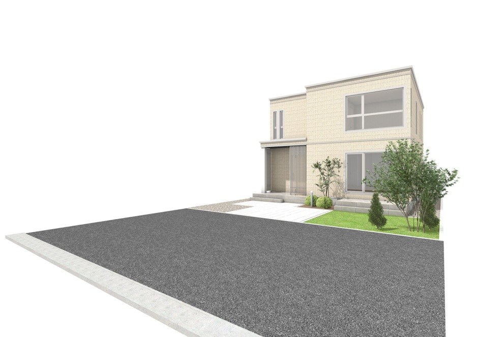 旭川市春光5条1丁目モデルハウス2号棟_外観パース（※パースは図面を基に描いておりますので、実際と多少異なる場合があります。）