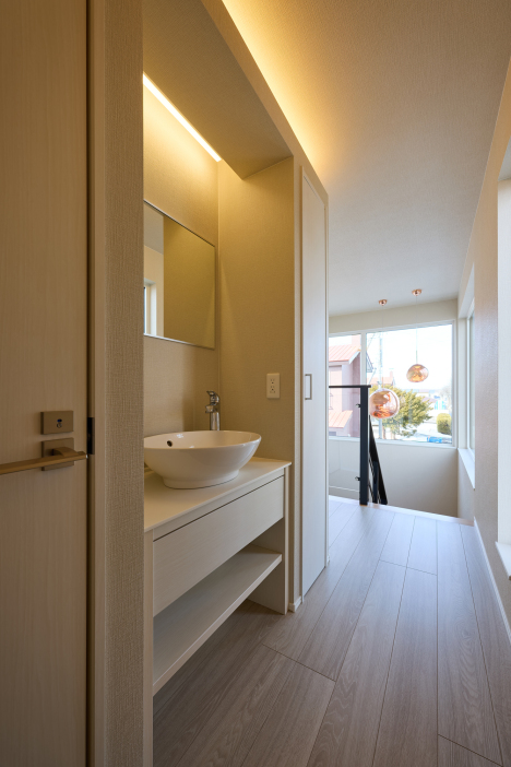 THE DESIGNER'S HEIM帯広モデルハウス_2階ホール・手洗い器