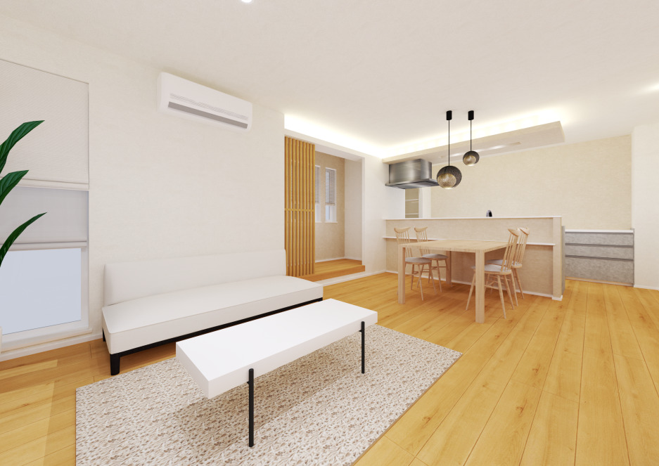 スマートハイムプレイス函館美原モデルハウスNo.1_内観パース（※パースは図面を基に描いておりますので、実際と多少異なる場合があります。）