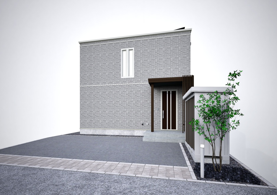 スマートハイムプレイス白石本通モデルハウスNo.1_外観パース（※パースは図面を基に描いておりますので、実際と多少異なる場合があります。）